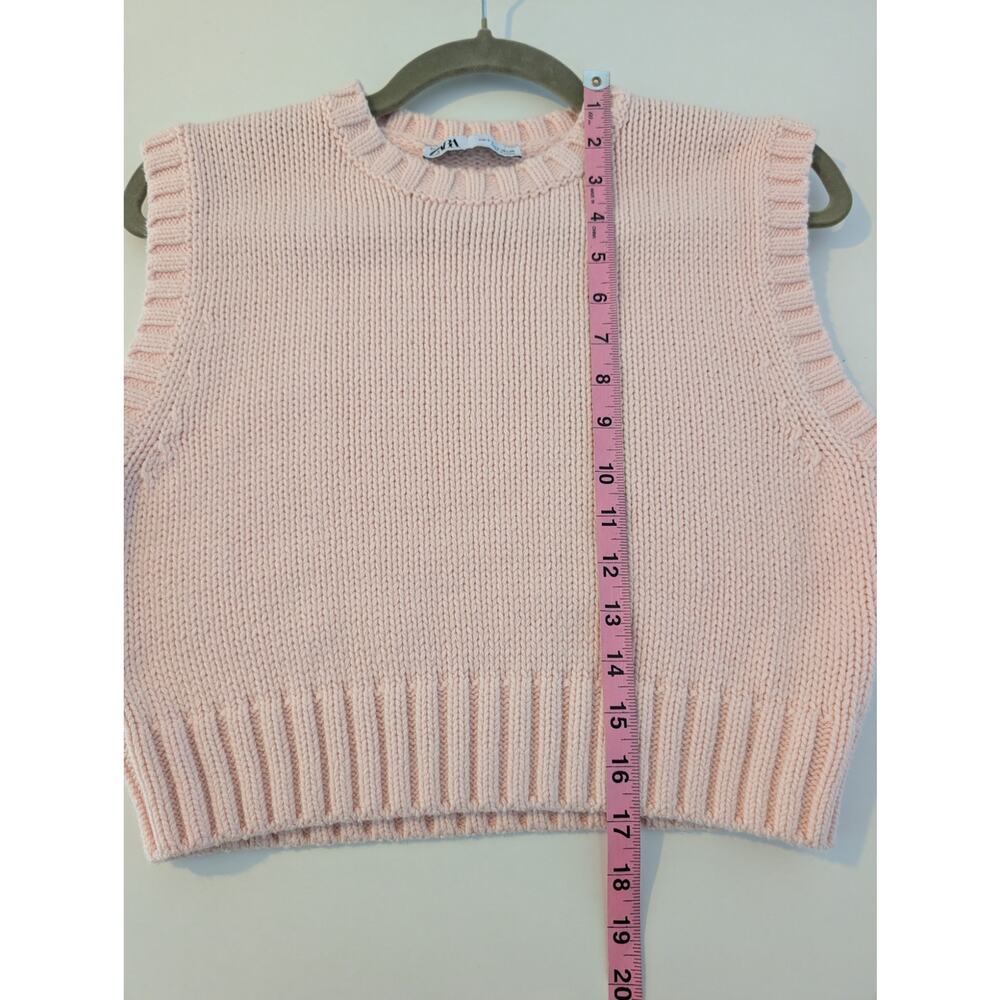 Zara Sweater Vest Chunky Knit Cropped Barbie 90s Y2K Cottagecore Pink Size S - Picture 10 of 10